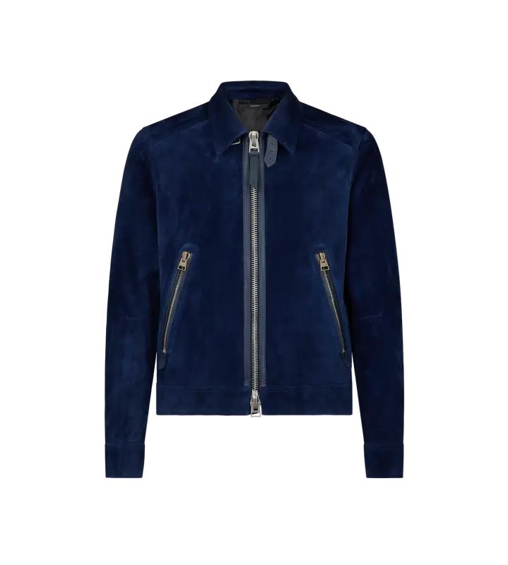 CASHMERE SUEDE ZIP COLLAR BLOUSON DARK SAPPHIRE online